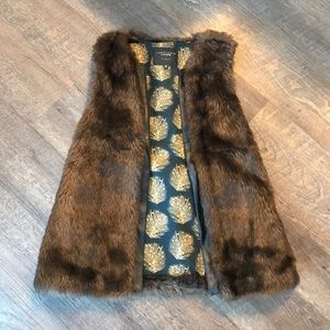 Brown faux fur vest